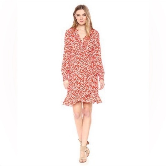 Vero Moda Printed Ruffle Wrap Sleeved Knee High Dress Size Large L - Picture 7 of 16